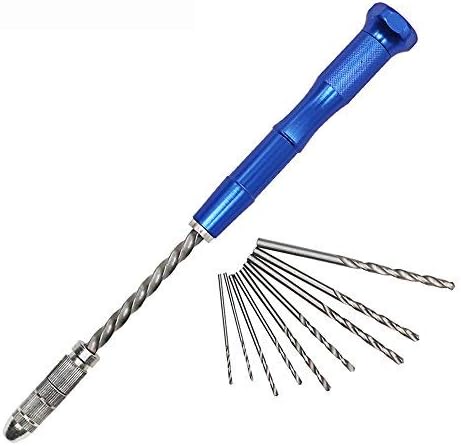 Semi-Automatic Hand Drill Set - Aluminum Precision Pin Vise with Keyless Chuck and 10pcs Twist Drill Bits