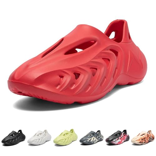 Gezolligheid Fashion Foam Runner Shoes for Girls Boys, Hollow Cloud Slippers Pillow Kid's Beach shoes Big Kids Lightweight Non-Slip Classic Little Kids Indoor Outdoor(Red-36)