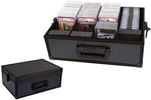 2TUFF Graded Card One-Touch and Screwdown Sports Card Case - Fits PSA Graded BGS Graded Slabbed Cards One Touch Screw Down Cases and Project 2020 Cards with Sleeves - 4 Slots with Lock and Key Latch