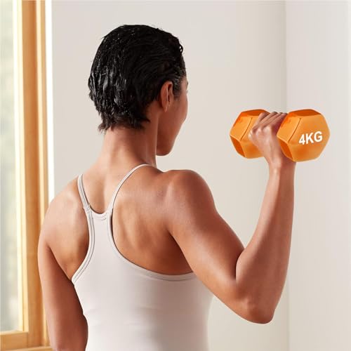 Image of Amazon Basics Vinyl Fixed Dumbbell Pair, 2 x 4Kg, Orange