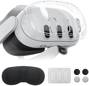 Olycism Case für Meta Quest 3 Zubehör für Oculus Quest 3 Perfekte Passform Kratzfest Wasserdicht Einschließlich 1*Protective Front Cover 1*Lens Cover 4*Joystick Caps 3*Tempered Lens Protector Geschenk