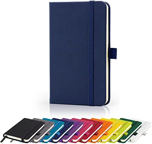 Premium A6 Notebook New Lined Pocket Hardback Small Journal with Pen Loop, Elastic Closure and Ribbon Marker 196 Pages / 98 Sheets Notepad Note Book Notes Pad (Red)