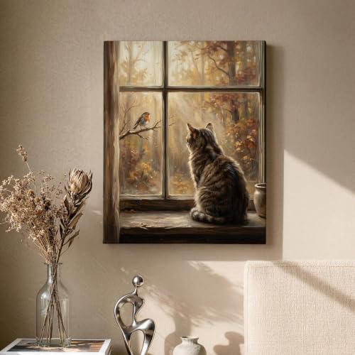 Lienzo de pared con diseño realista de ventana en color marrón exclusivo 2