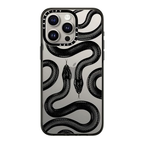 CASETiFY �R���p�N�g iPhone 15 Pro Max �P�[�X [MIL�K�i���� (2x MIL-STD-810G) / 1.2m����̗����e�X�g���N���A] - Black Kingsnake - �N���A �u���b�N