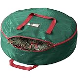 URBUNDY Heavy Duty Wreath Storage Bag 24 Inch, 1-Pack - Christmas Wreath Storage Container Green - Waterproof Plastic Material Wreaths Holder Storages - Holds 24 Inch Wreaths For Year Round