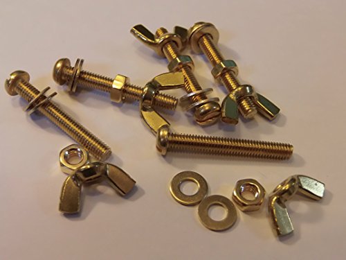 M4X30 BRASS PAN HEAD BOLTS NUTS & WASHERS & WING NUTS PACK 0F 5 BRASS SET SCREWS