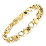 Métal : acier inoxydable Bracelet réglable en forme de cœur en acier inoxydable pour femme et homme - Thérapie magnétique - Doré