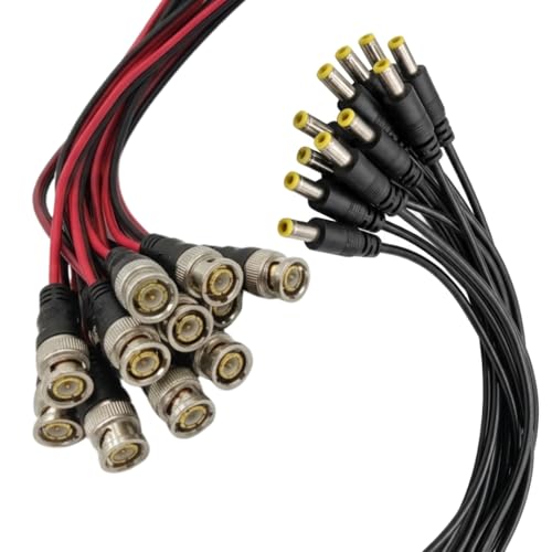 Image of WIRESLAB Combo Pack of 10 BNC Connectors with Copper Wire and 10 DC Power Pigtail Male Cables, 2.5mm Barrel Jack, for CCTV Camera, DVR (BNC-10, DC-10) 20Psc