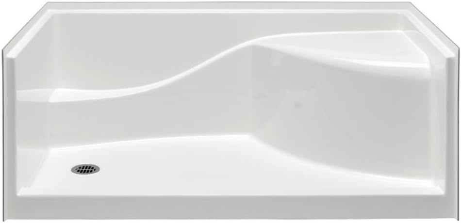 Aquatic 6030SPANL-WH Rectangular Shower Base Drain Location: Left-Hand Side