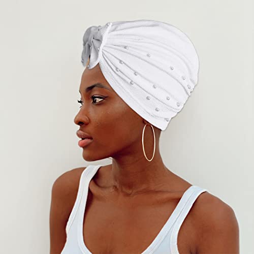 Bohend Stretchy Bowknot Turban Headband Elastic Cap Non Slip Bonnet Beanie Headwrap Hats For Women And Girls (White) #TOP5