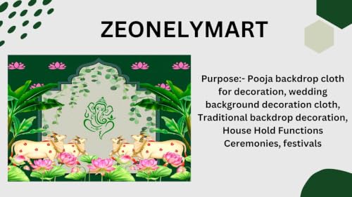 Image of Ganesh Backdrop for Decorations Cloth | Ganesh Decorations Cloths | Ganapati Decoration Background |Lakshmi Backdrop Cloth for Decoration Pooja 6x8 feet