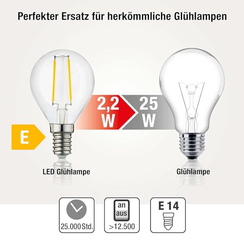 hellum LED Glühbirne E14 3er warmweiß, 2,2W ersetzt 25 Watt klar – Ansicht 3