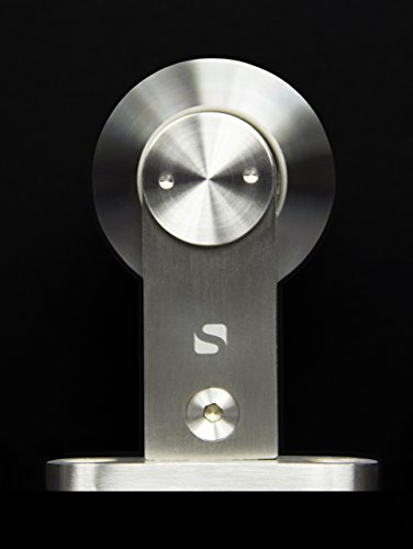 Strongar Contemporary Stainless Steel Sliding Barn Door Hardware For Wood Doors/Satin Finish - Grand-Wt Series (6' Rail Length) #TOP1