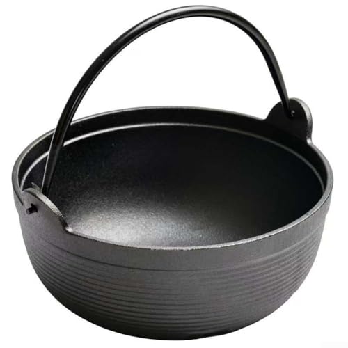 Sumsoctober Sartén de hierro fundido, horno holandés con tapa, sartén de doble función, olla fundida con tapa, cacerola con tapa, olla de hierro fundido con tapa, 28 cm grande (solo olla de 19 cm sin