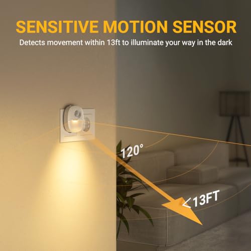 Lyridz Luz noturna com sensor de movimento – plugue de luz noturna com sensor do crepúsculo ao amanh
