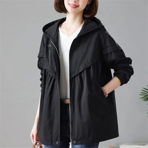 Women's Plus Size Hooded Trench Coat – Casual Loose Mid-Length Jacket For Spring And Fall4