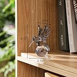 Crystal Glass Hummingbird Figurine Grey Tiny Bird Statue Hand Blown Glass Animal Sculpture Collectible Paperweight Gift for Women - Image 4