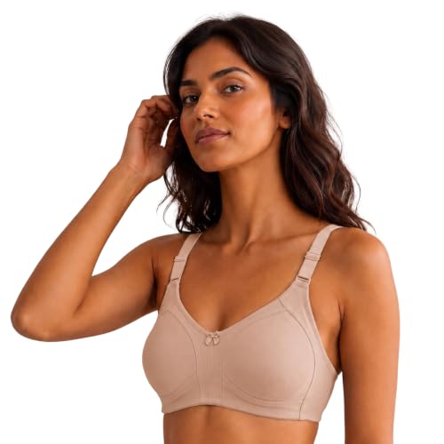 Image of INKURV Seamless Bra for Women Full Coverage | Cotton Hosiery T-Shirt Brassiere - Non Padded Wireless Lift for Everyday Wear| Moulded Cups for Chest Lifting- SAGE