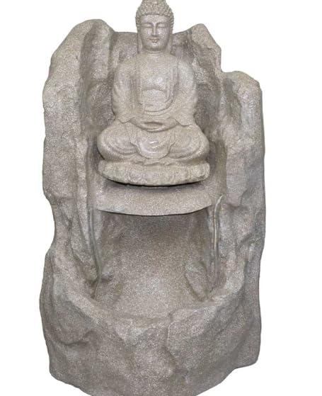 LED Buddha Water Fountain Indoor/Outdoor|3.6 feet Height|27 inch Width | Cascading Resin and Tabletop Meditation Waterfall for Home, Office, Temple & Garden, Grey-image-40
