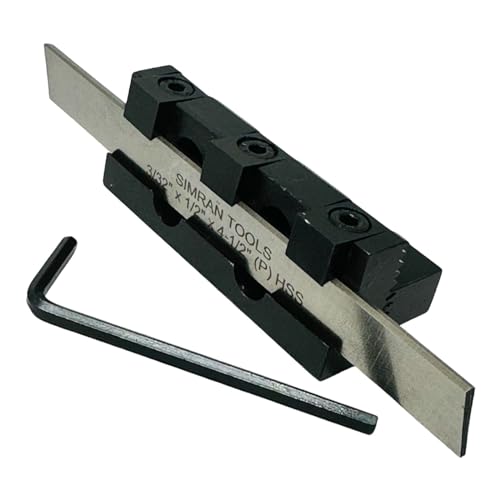 Image of Adjustable Center Height T Type Parting Cut Off Tool Holder Shank 10 mm | M2 Grade HSS Blade, Size-3 /32 x 1 /2 x 4-1 /2 inch for Metal Lathe Machines | Epoxy Black Finish for Rust Free