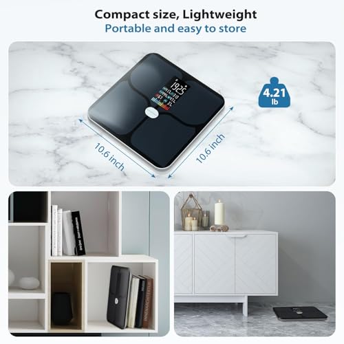 ABLEGRID Body Fat Scale,Digital Smart Bathroom Scale for Body Weight,Large Color Display Screen,16 Body Composition Metrics BMI,Water Weigh,Heart Rate,Baby Mode,400lb,Rechargeable - Image 8