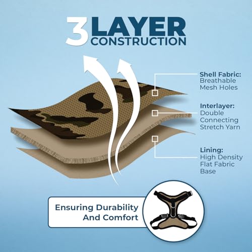 Image of Best Pet Supplies Voyager Step-in Lock Pet Harness w Reflective Pet Leash Combo Set with Neoprene Handle 5ft - Supports Small, Medium and Large Breed Puppies /Cats - Army /Black Trim Set, XL