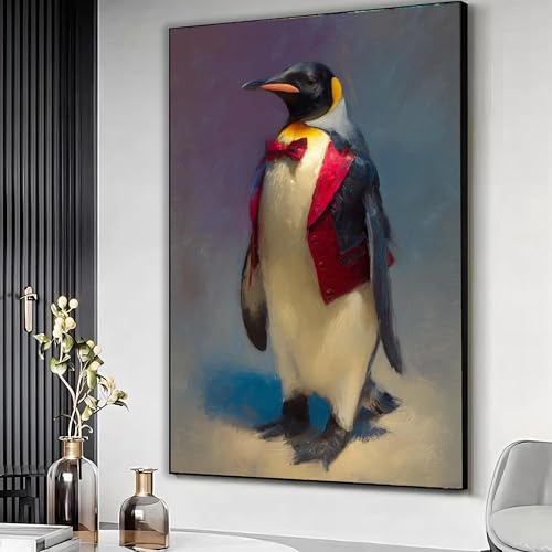 Peinture décorative ludique de pingouin élégant art mural salon 21x30