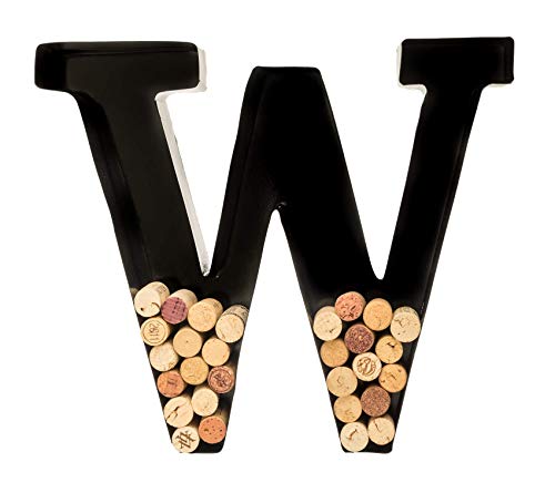 Wine Cork Holder - Metal Monogram Letter W Black Large  Wine Lover Gifts Housewarming Engagement Bridal Shower Gifts  Personalized Wall Art  Home Décor