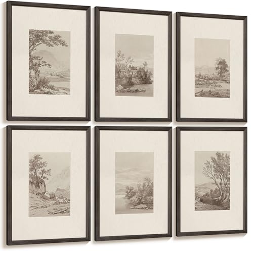Joocrise Neutral Wall Art Decor Set of 6 Vintage Canvas