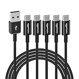 Amazonベーシック 5本パック USB-C - USB-A 2.0 高速充電ケーブル 480Mbpsの速度 USB-IF認証取得 Apple iPhone 16/15 iPad Samsung Galaxy ノートパソコン用 1.83m ブラック