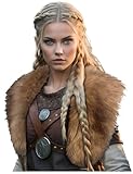 L'VOW Viking Faux Fur Collar Shawl Shoulder Fur Wrap Scarf Warrior Pirate Cosplay Costume Halloween Accessory for Women(Brown)