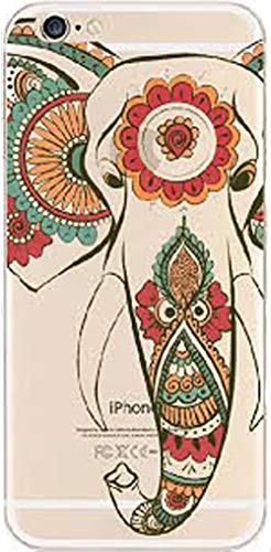 DECO FAIRY Compatible with iPhone 6 / 6s, Cartoon Anime Animated Bohemian Indian Tribal Aztec Elephant Series Transparent Translucent Flexible Silicone Cover Case