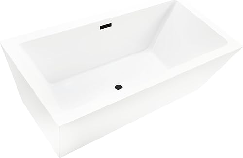 Miniatura 4 de Vanity Art Bañera independiente de acrílico blanco de 67 x 31 pulgadas  Tina de remojo de diseño contemporáneo con drenaje emergente y