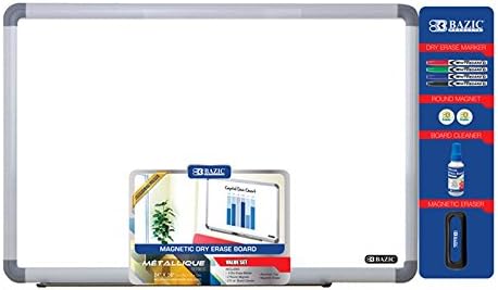 Bazic 24 x 36 inches Aluminium Frame Magnetic Dry Erase Board Value Pack, Case of 4