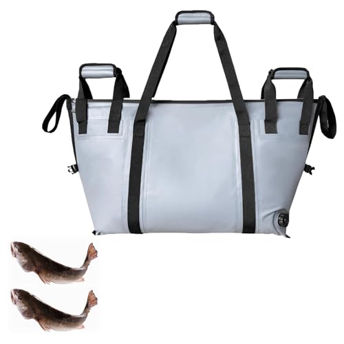 SXKJQER Bolsa Térmica para Peces, Bolsa Aislada, Organizador De Almacenamiento De Peces, Spacious Fishing Container with Easy Grip and Carry Handle, Enfriador De Peces Aislado(Grey,120x30x50cm)