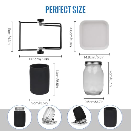 Image of HASTHIP Seed Sprouting Jar with Lid 32Oz Glass Sprouting Mason Jar with Shading Sleeve Ventilation Stainless Steel Mesh Lid Reuseable Glass Sprouting Mason Jar for Edible Sprouts, Mung Beans, Lentils