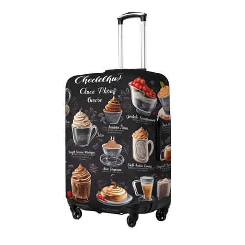 Coffee Luggage Cover Washable Elastic Suitcase Cover Anti-Scratch Travel Luggage Protector Covers for Kids Adult L fits 25-28 inch Suitcase2