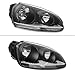 Aresparts 2PCS Halogen Headlights Assembly For 2005-2010 Volkswagen Jetta A5 2.0t GL Sedan Wagon For 2006-2009 VW Golf Rabbit Hatchback and GTI Replacement Headlamps Black Housing