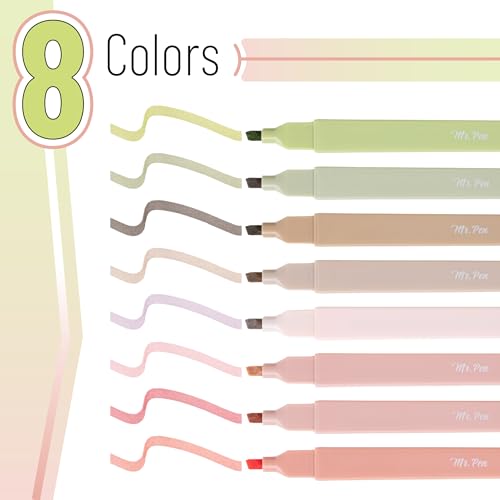 Mr. Pen- Aesthetic Highlighters, 8 pcs, Chisel Tip, Boho Colors, No Bleed Bible Highlighter Pastel, Assorted Colors, Cut - Additional View