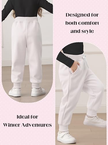 Image of Resinta 3 Pack Toddler Girls' Fleece Pants Baby Casual Pull On Active Sweatpants Warm Joggers with Pockets Drawstring