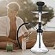 RMAN Shisha Set, Hookah Edelstahl Shisha Wasserpfeife mit Steinkopfset Silikonschlauch 18/8 Schliff Edelstahl Tauchrohr Kohlezange Silber