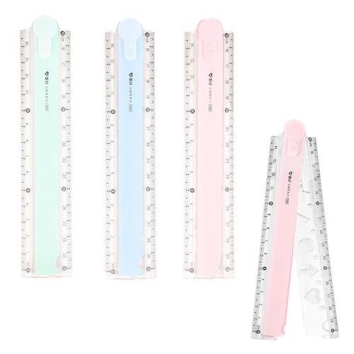 Ensemble de 3 Règles Pliables 30 cm en Plastique Souple - Multicolore, Idéal pour Écoliers et Professionnels, Accessoire de Papeterie Flexible et Durable