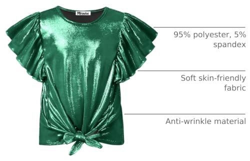 Image of Mirawise Girls Shirts Metallic Tops Clothes Tshirt Ruffle Short Sleeve Tee Size 6-14