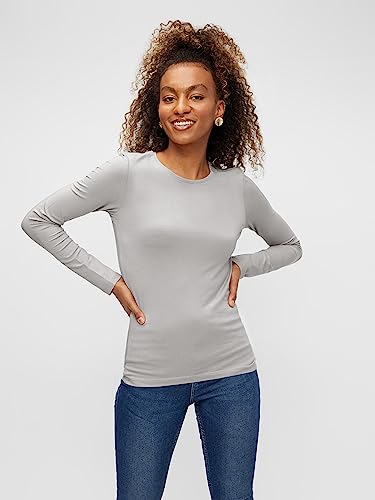 PIECES Damen PCSIRENE LS Tee 3-Pack NOOS CP, Baby Blue/3-PACK Blue-Grey-LAV, XL – Ansicht 5