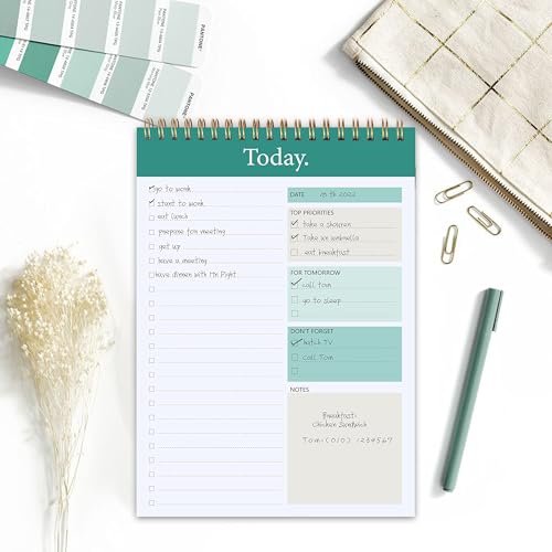 Image of To Do List Notepad 4pcs /Set, Daily Planner, 6.5 inch x 9.8 inch | Undated 52 Sheets, Double Spiral, Waterproof Cover, Checklist Notepad, Office School Oraganized