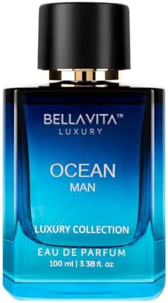 BellaVita Luxury OCEAN Eau de Perfume for Men (100ml) | Fresh Aquatic Fragrance | Notes: Aqueous, Bergamot, Orchid & Jasmine | Masculine Aromatic Fragrance | Mens Parfum Gift