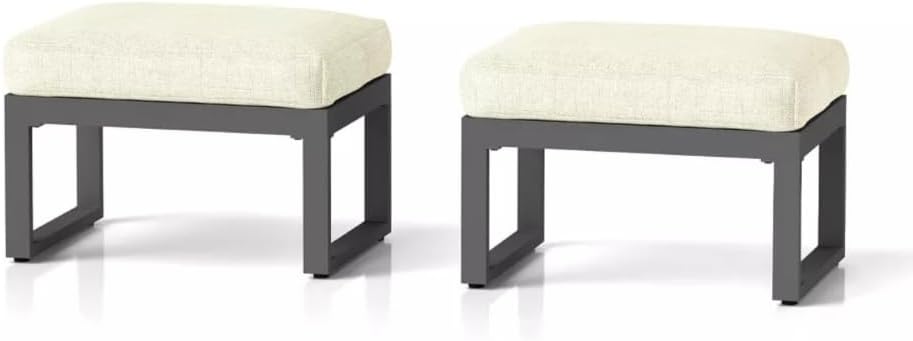 All-Weather Aluminum Patio Loveseat Sofa with Premium Thick Cushions for Outdoor Living Spaces and Backyard Relaxation (Beige+Black + Polyester-3)