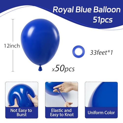 Image of Royal Blue Balloons 12 inch, Royal Blue Latex 50pcs Party Balloons | Graduation, Baby Shower, Wedding, Birthday Party Decorations