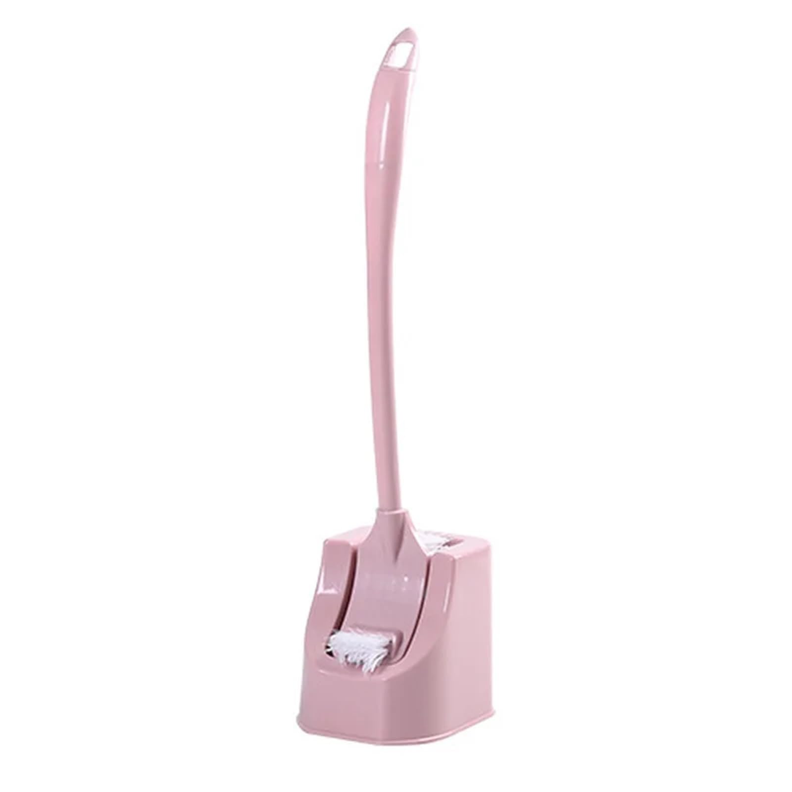 Toilet ScrubberMultifunction Double Head Plastic Toilet Brush Curved Bathroom Cleaning Scrubber Bending Thicken Handle Corner Brush Holder(Green) (One Color Pink)
