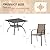 VICLLAX 5 Pieces Patio Outdoor Dining Set for 4, 38" Square Metal Dining Table with Umbrella Hole and 4 Stackable Textilene Chairs for Lawn, Garden, Porch, Black/Brown
